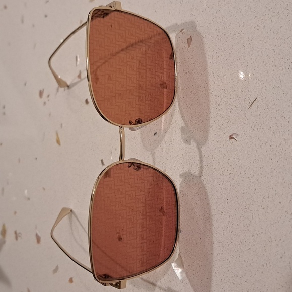 New Fendi Brown Square Monogram Lens Sunglasses - Picture 3 of 9